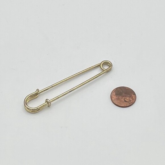 Vintage Safety Pin Gold Tone Brass Large Brooch 3” Maximalist Teacher Kilt Shawl - Picture 1 of 5